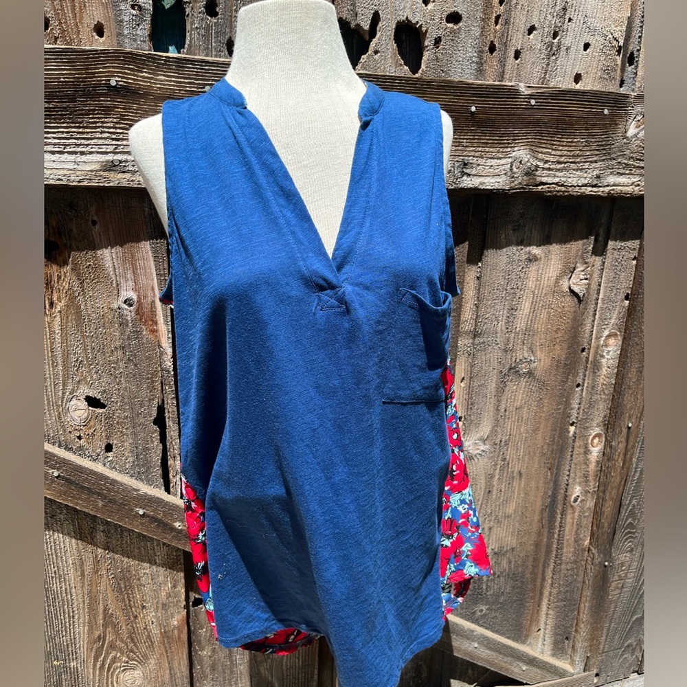 Porridge Anthropologie Navy Marin Top Size Large